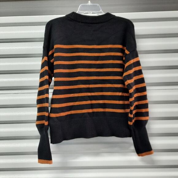 Philosophy Sweater Women's Size XS Black Striped Pullover Cozycore Gorpcore - Picture 3 of 6